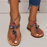 Hot sell Women Sandals chain Rhinestones Summer Shoes Woman Beach Flat Sandals Plus Size Flip Flop Ladies Soft Bottom Slippers Female