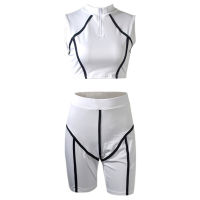 Women Sets Summer Tracksuits Fitness Sleeveless V-Neck Tops+Shorts Suit Two Piece Set 2 Pcs Outfits