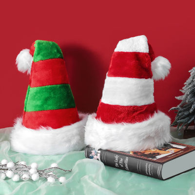 คริสต์มาสเด็กหมวกของขวัญคริสต์มาสเด็กหมวกคริสต์มาสคริสต์มาสเย็บสีแดงและสีเขียวลายหมวกตุ๊กตา