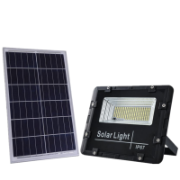 S.LSolar lights ไฟสปอตไลท์ 100W แสงสีวอร์ม 3500K  กันน้ำ ไฟ Solar Cell ใช้พลังงานแสงอาทิตย์ โซลาเซลล์ Outdoor Waterproof Remote Control Light