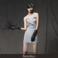 [Kwankao] Pally Dress ชุดเดรสผู้หญิง สีฟ้าอ่อน คอปกสูท