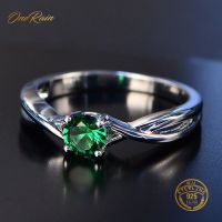 OneRain New 100 925 Sterling Silver Natural Pink Sapphire Emerald Gemstone Wedding Engagement Cocktaill Ring Jewelry Wholesale