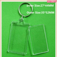 50pcslot Rectangular Transparent Blank Insert Photo Picture Frame Key Ring Split keychain pictures frame for Gift key rings