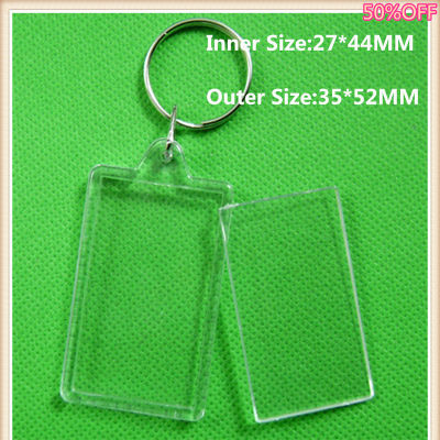 10PcsLot Rectangular Transparent Blank Acrylic Insert Photo Picture Frame Keyring Keychain DIY Split Ring Key Chain Gift