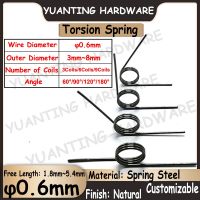 10ชิ้นเส้นผ่าศูนย์กลางลวด0.6มม. 3/6/9คอยส์สปริงเหล็กสปริง V-Spring ทอร์ชั่นเล็กๆสปริงกิ๊บสปริง180/120/90/60องศาตัวยึดสกรูตะปู