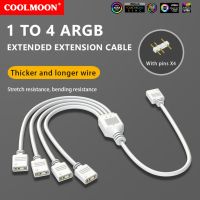 COOLMOON ARGB Splitter 5V 3 Pin 1 to 4 Universal 30cm Mainboard ARGB Extension Cable Tensile Resistant for Computer Chassis