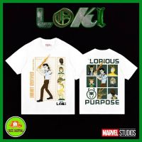 เสื้อยืดแขนสั้นคอกลมเสื้อMarvel ลาย Loki สีขาว (MX-179)Cotton 100%  [S-5XL]S-5XL