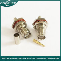 1PC RP-TNC Female Jack nut RF Coax Connector Crimp RG58,RG142,RG400,LMR195 Straight Nickelplated