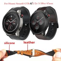 [มาแรง] สายรัดข้อมือซิลิโคนแบบหนังสำหรับ Huami Amazfit GTR 4/47มม. สำหรับ Amazfit Pace/Stratos 1 2 3 /GTR4 /Gtr 2e 3 Pro