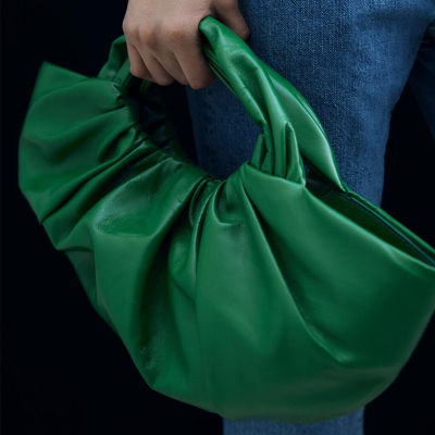 Brand Designer Green Pu Leather Handbag for Women Cute Hobos Ladies Top Handle Bag Soft Female Clutch Bag Large Shell New 2021