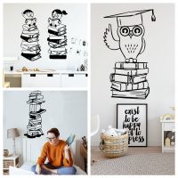 Creative reading books boy girl Wall Decal Art Vinyl Stickers For Kids Room Decoration Waterproof Wall Art Decal