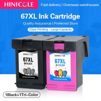 HINICOLE 2แพ็ค67XL 67ตลับหมึกสำหรับอุปกรณ์เติมหมึก HP 6052 6055 6058 6075 6452 6455 6458 Deskjet 1225 2732 2752 2755 4140 4152 4155