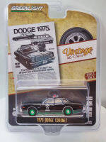 1:64 1975 Dodge Coronet รัฐรถตำรวจสีเขียวฉบับ D Iecast โลหะอัลลอยรุ่นรถของเล่นสำหรับของขวัญคอลเลกชัน