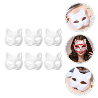 Creamnin 6pcs ว่างเปล่า Cat Cosplay s การ์ตูนหน้ากากสำหรับผู้ใหญ่ Masquerade Party โปรดปราน