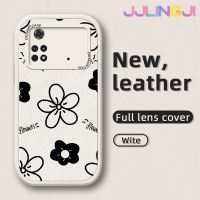 Jlingji เคสสำหรับ Xiaomi Poco M4 Pro 5G Redmi Note 11T 5G Note 11S 5G เคสแฟชั่นลายดอกไม้ดีไซน์ใหม่นุ่มหนังบางซิลิกาเคสโทรศัพท์เจลฝาปิดเลนส์เต็มรูปแบบกล้องกันกระแทกเคสกันกระแทก