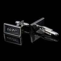 Gratis Ongkir 007 James Bond Spectre Cufflinks สีดำและสีขาวเคลือบผู้ชายงานแต่งงานกระดุมข้อมือเครื่องประดับภาพยนตร์