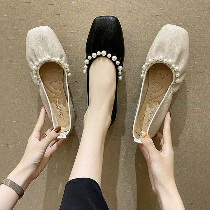 kkj-mall-ladies-shoes-2021-summer-new-style-flat-square-toe-pearl-casual-shoes-korean-fashion-single-shoes