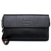 Ví bóp da bò cầm tay nam nữ cao cấp khóa số jeep buluo 23x14x6cm đen - nâu - ảnh sản phẩm 1