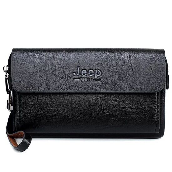 Ví bóp da bò cầm tay nam nữ cao cấp khóa số jeep buluo 23x14x6cm đen - nâu - ảnh sản phẩm 1