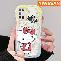 YIWESAN เคสสำหรับ Realme 7 Pro C17 7i Narzo 20 Pro ลายการ์ตูนเฮลโลคิตตี้ดีไซน์ใหม่เนื้อครีมขอบคลื่นนุ่มเคสมือถือกันกระแทกแบบใสฝาครอบป้องกันโปร่งใสลายกล้องถ่ายรูปเรียบง่ายอ่อนโยน