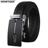 WOWTIGER เข็มขัดสีดำผู้ชายหนังผู้ชาย,เข็มขัดทำงานผู้ชายหนังวัวหัวเข็มขัดอัตโนมัติดีไซเนอร์หรูหรา