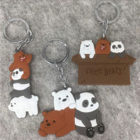 5PCS We Bare Bears PVC Soft Rubber Keychain Cartoon Double-Sided Pattern PVC Soft Rubber Keychain Gift Ornament 3 Types