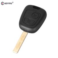 【♕】 beads.and.accessories KEYYOU 2ปุ่ม Remote Key Fob Peugeot 207 307 407 106 206 306 406รถ Key กรณี VA2ไม่มีร่อง