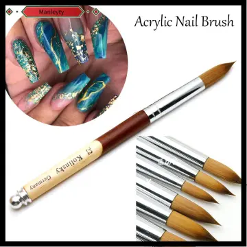 Modelones 3pcs Acrylic Nail Brush Set, Size 8/10/12 Kolinsky Acrylic  Brushes for Acrylic Powder Application, Nail Extension, 3D Nail Carving,  Round
