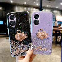 เคสโทรศัพท์ OPPO Reno 10 Reno 10 Pro Reno10 Pro + 5G 2023การตกแต่งหงส์หรูหราดีไซน์ดาวซิลิโคนใสปลอกอ่อน OPPO Reno 10 Pro 5G ฝาครอบเคสโทรศัพท์แบบใส