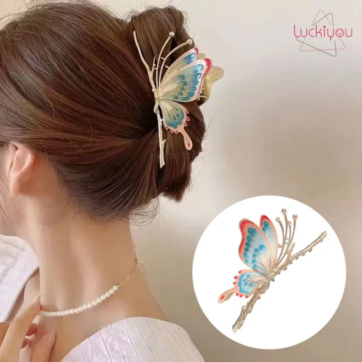 Vintage painted Butterfly Women Hair Claws Luxury Hair Clips for Girl Crab  Large Size Fashion Barrette Headwear Hair Accessories | Lazada PH