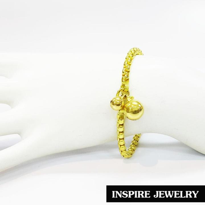 inspire-jewelry-sets-2pcs-ชุดสองชิ้นสร้อยข้อมือทองเหลืองลายบล็อก-และแหวนทองเหลืองฟรีไซด์-ห้อยกระดิ่งน่ารักๆ-มีเสียงดัง-เชื่อกันเรื่องเรียกทรัพย์เวลามีเสียง-ใส่ได้โดยไม่ต้องถอด-ทนทาน-น่ารักสุดๆ