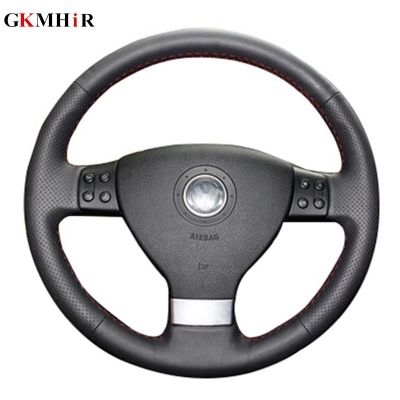【YF】 GKMHiR Leather Hand-Stitched Black Car Steering Wheel Cover For Volkswagen Golf 5 Mk5 VW Passat B6 Jetta Tiguan 2007-2011