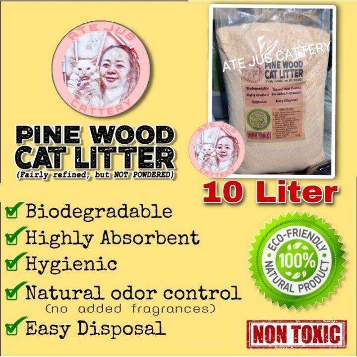 【Pet】 Cat Litter 10L Ate Jus Cattery Pine Wood Sawdust fairly refined but NOT POWDERED Lazada PH