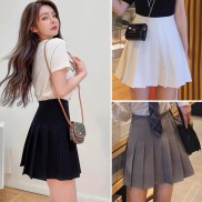 Chân váy tennis xếp li màu trắng đen xếp li skirt cạp lưng cao ngắn chữ a