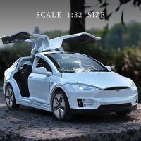 1:32 Alloy Diecasts Tesla Model X Toy Car Model Simulation Real Car Doors Opend With Light And Sound Pull Back Toys For Children