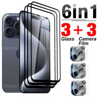 6in ขอบสีดำ1กระจกเทมเปอร์สำหรับ Iphone 15 Pro ป้องกันหน้าจอ Max 3D เลนส์กล้องถ่ายรูปโค้งฟิล์มป้องกันกระจกสำหรับ Apple Iphone 15 Plus แก้ว