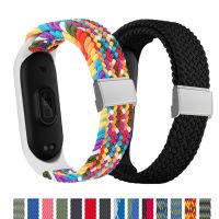 Braided solo loop Strap for Mi band 7 Elastic adjustable metal Nylon bracelet Miband4 miband 5 correa for xiaomi Mi band 4 3 5 6 Straps