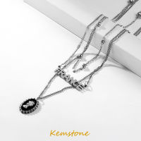 Kemstone หลายชั้นสแตนเลสราชินีตัวอักษรชุบเงินจี้สร้อยคอเครื่องประดับของขวัญ