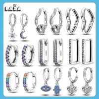 2023 Sparkling Pave Cubic Zirconia U Shaped Earrings Charm Double Hoop Earrings for Women Girl Female 925 Silver Color Jewelry