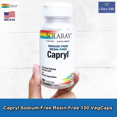 กรดคาไพรลิก Capryl Sodium-Free Resin-Free 100 VegCaps - Solaray #Caprylic Acid from Mineral Caprylates