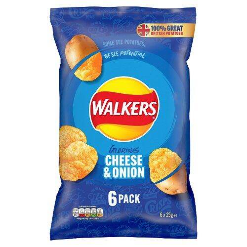 Walkers Cheese and Onion Crisps 6 x 25g Pack Lazada
