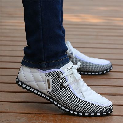 Topvivi casual shoes for men white Leather Shoes  Breathabl Light Weight  Driving Shoes Pointed Toe Business Men casual Sneakers