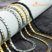 555jewelry สร้อยคอสแตนเลส สตีล ลายโซ่ข้อชิดเส้นแบน ดีไซน์คลาสสิก รุ่น MNC-C048 - สร้อยคอแฟชั่น สร้อยคอผู้ชาย  [CH29]