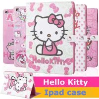 {RUBBIE Shell} Hello Kitty Case Ipad สำหรับ Ipad Mini 1/2/3 Ipad Air 1/2/3 Ipad 2/3/4 Ipad Air1/2/3เคส Ipad 9.7นิ้ว10.2นิ้ว