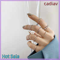 ของขวัญคริสต์มาส Cadiav แหวนทรงเรขาคณิตกลมสีทองดีไซน์ดั้งเดิมชุดแหวนสำหรับแฟชั่นสำหรับผู้หญิงข้อต่อแหวนบิดเครื่องประดับหญิงพังก์