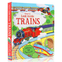 Usborne produced look inside trains English original Picture Book Encyclopedia of train turning over paper and board books Encyclopedia of popular science picture books for childrens train cognition enlightenment