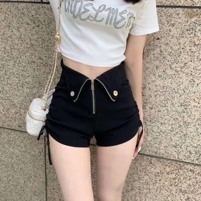 shenghao กางเกงขาสั้นเอวสูงผู้หญิง Slim hotsweet shirring designer Minimalist สตรีฤดูร้อนสาเหตุอารมณ์เยาวชน