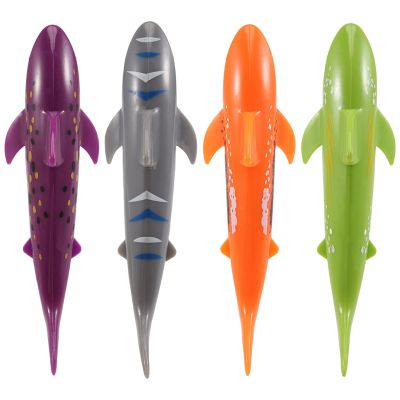 4 PCS Childrens Swimming Toy Shark Shape Dive Toy Water Game Toy Game Diving Toy Pool Glide Shark Throw Torpedo Toy