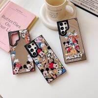 การ์ตูนน่ารักมิกกี้เคสโทรศัพท์สไตล์กระจกมินนี่สำหรับ Samsung S23Ultra S23Plus S22Ultra S22Plus โทรศัพท์กลับยากกันกระแทกเคส Galaxy S21Ultra S21Plus เคสโทรศัพท์สำหรับ S23 S22 S21เคสห่อหุ้มพิเศษ