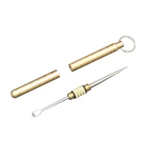 1PCS Keychain Multifunction Ear Spoon Toothpick Combination Brass Titanium Alloy Earpick Tool Fruit Picks